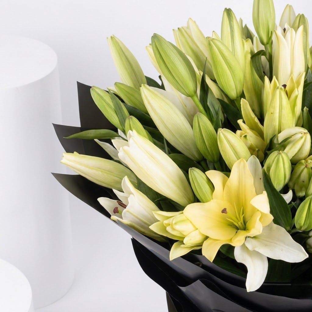 Yellow and White Lily Large Bouquet by Warda Petals