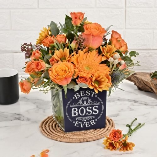 Best Boss Ever Vase – Vibrant Appreciation Flowers
