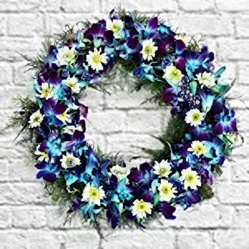 Blue Orchids Wreath – Elegant Floral Décor