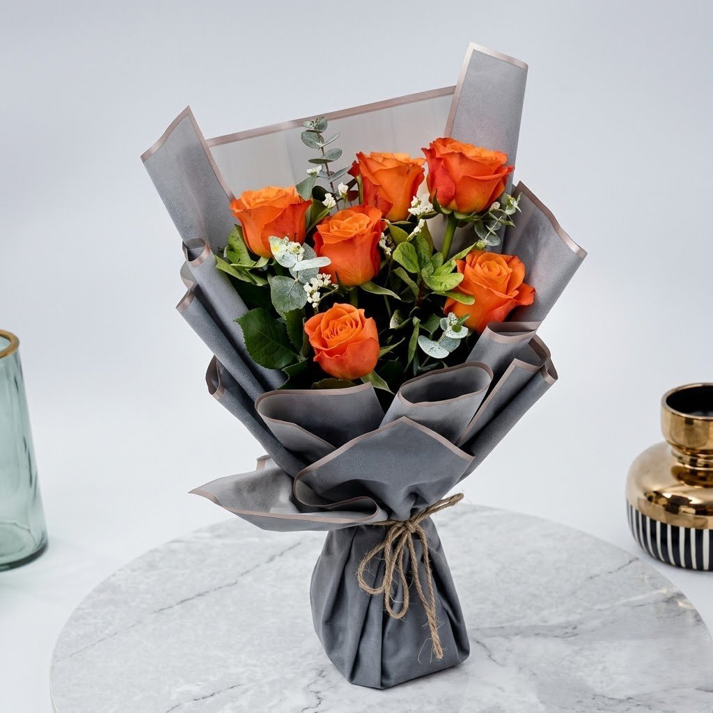 Bouquet of Orange Roses – Standard Fresh Floral Gift