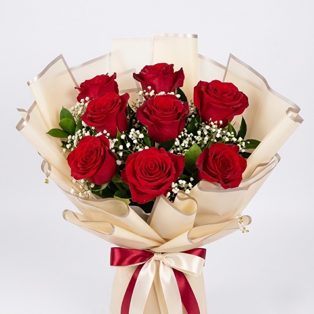 Bunch Of Ravishing Red Roses – Elegant Floral Bouquet