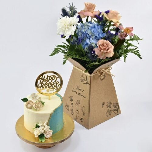 Chocolate Cake & Floral Combo – Birthday Celebration Gift