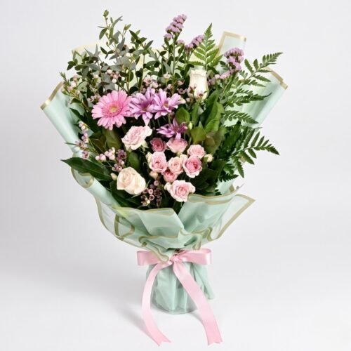 Pastel Pink & Greens Bouquet – Elegant Floral Gift