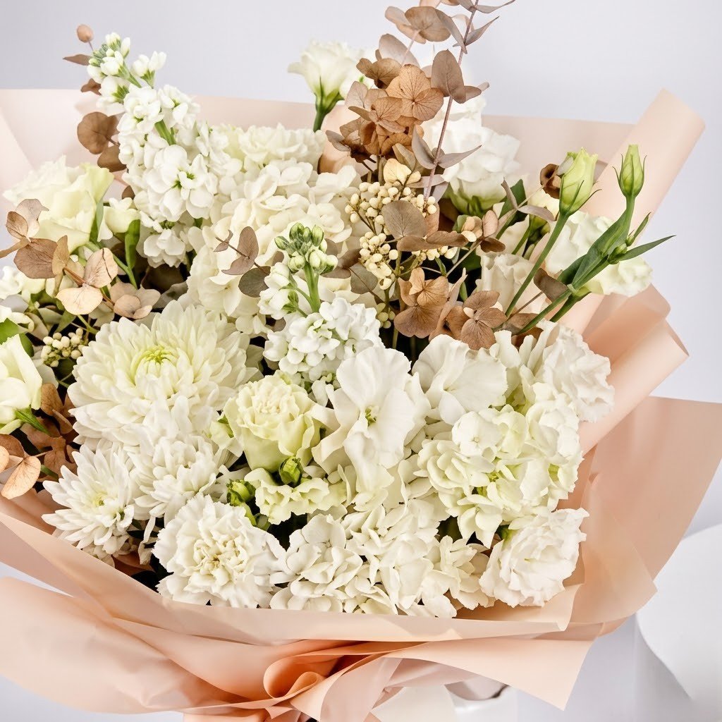 Peaceful Wishes White Flower Bouquet – Elegant Ramadan Special