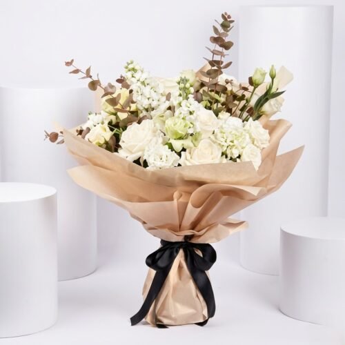 Peaceful Wishes White Flower Bouquet – Elegant Ramadan Special