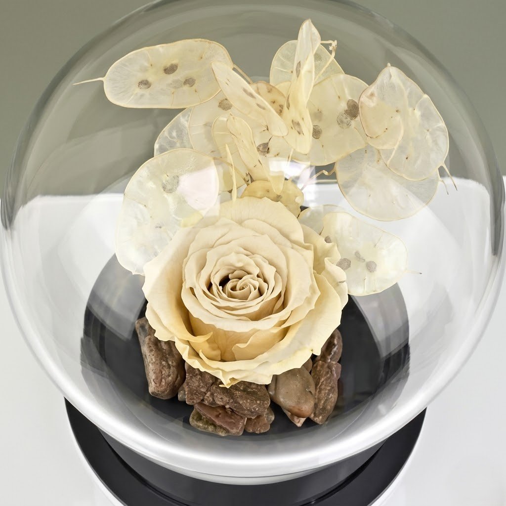 Peach Forever Rose in Glass Dome – Eternal Floral Gift