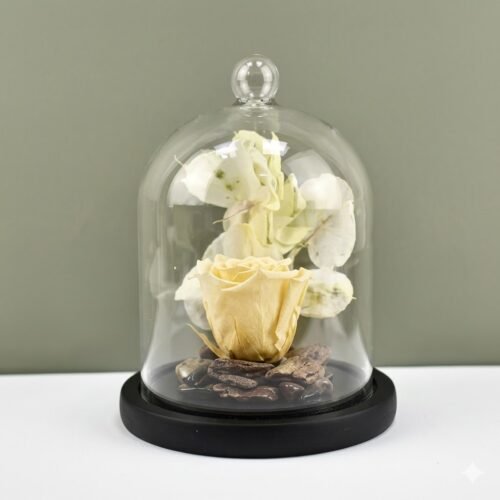 Peach Forever Rose in Glass Dome – Eternal Floral Gift