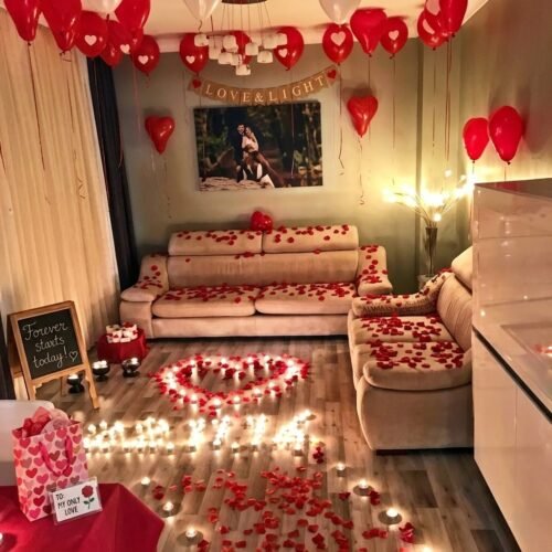 Romantic Balloon & Candle Decoration – Love Setup