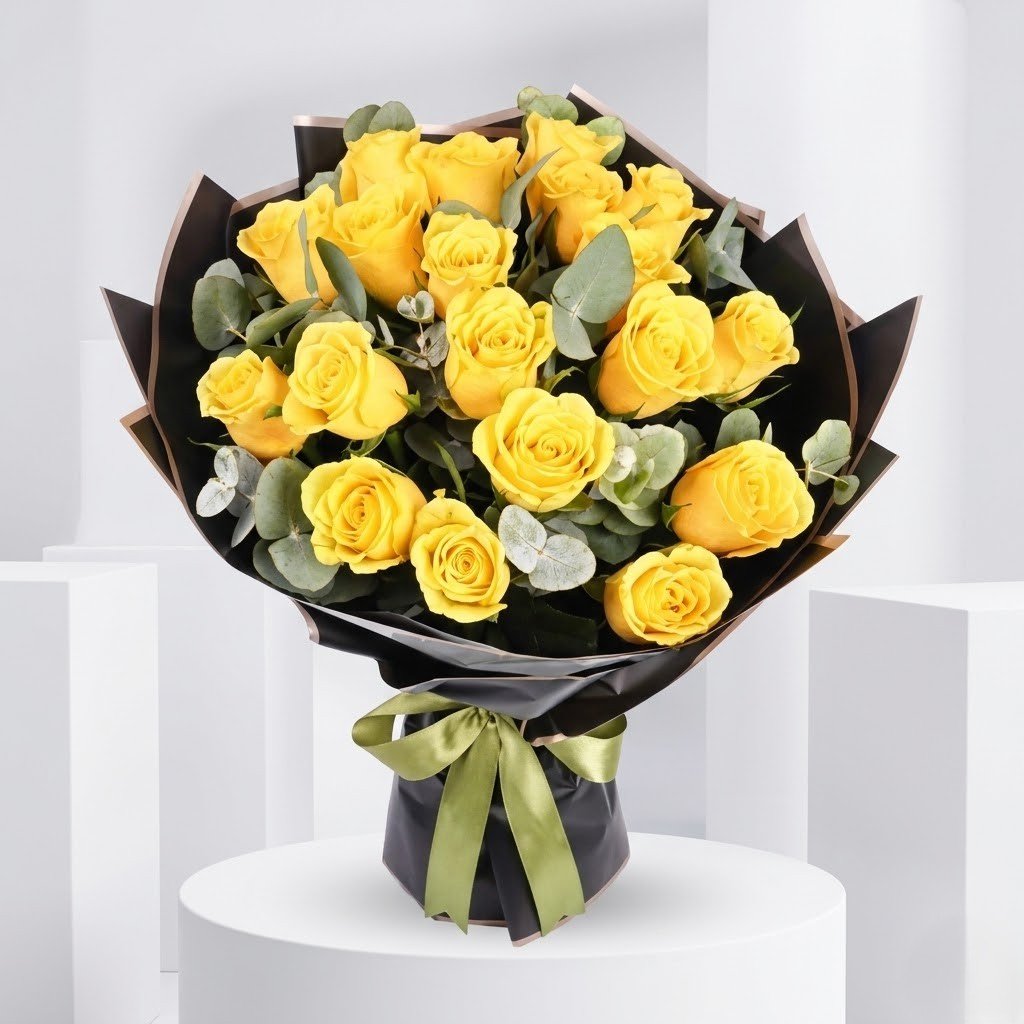 Sunshine 20 Yellow Roses Bouquet – Cheerful Floral Gift